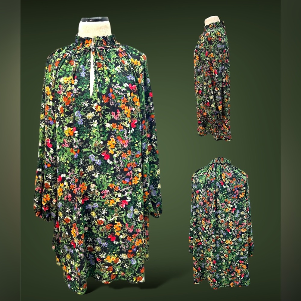 A-LINE DRESS by H&M•LIGHT GEORGETTE FABRIC•GORGEOUS FLORAL PRINT•SIZE 14•NEW